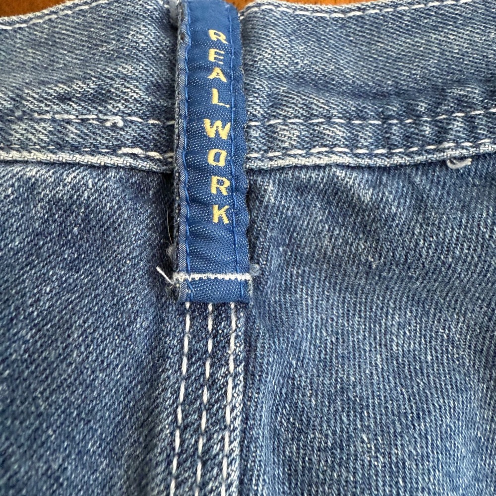 REAL WORK WEAR Mens Blue Denim Carpenter Pants Relaxed Fit Size 36x28 DISTRESSED - Picture 7 of 9